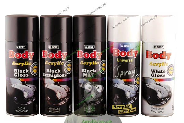 Эмаль Body Universal 1k Белая Матовая/Глянцевая (Спрей), 620 ₽